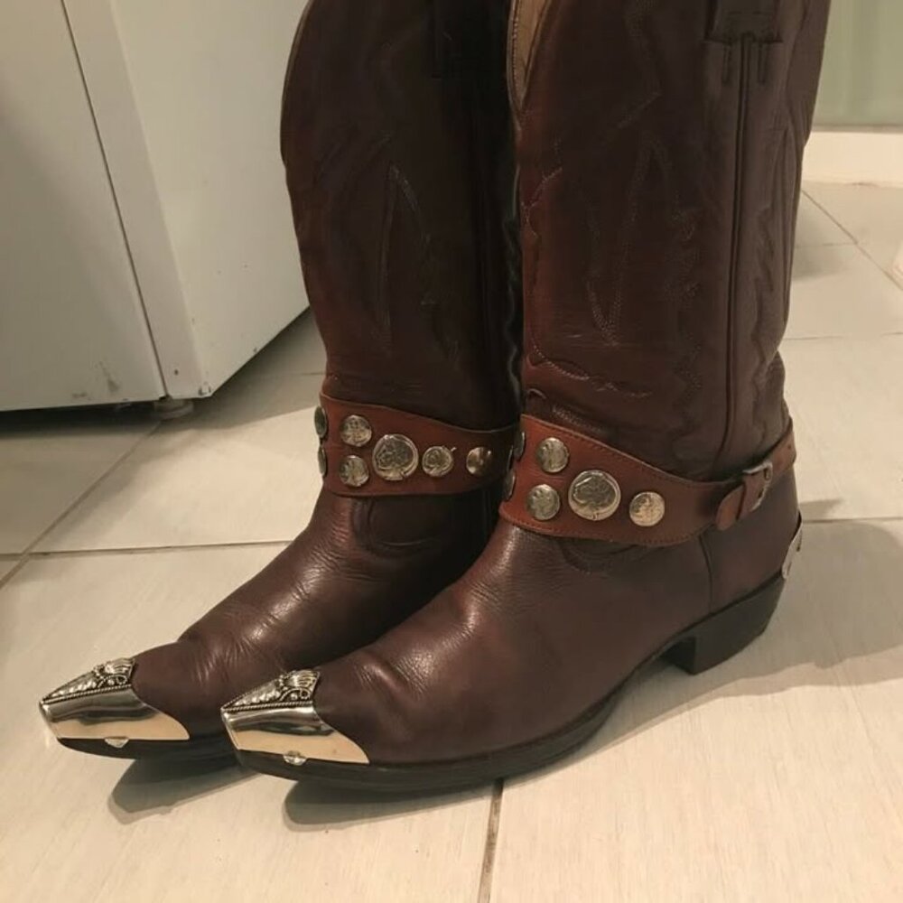 Vtg 1950s MONTANA western cowboy rockabilly harness metal toe tips womens 7 ?